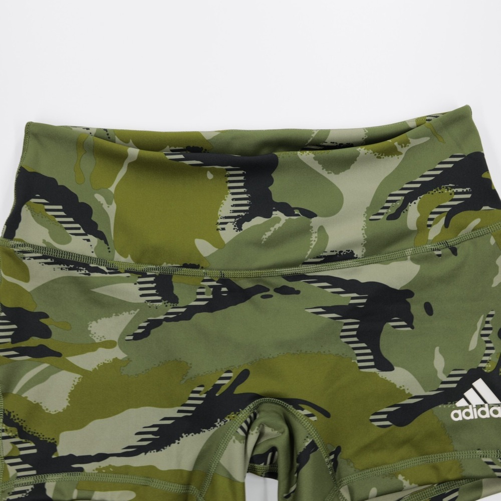 Adidas Women's Stretch Compressive‎ Fit 4 Inch Tight Camo Shorts Green Size M - Picture 2 of 8